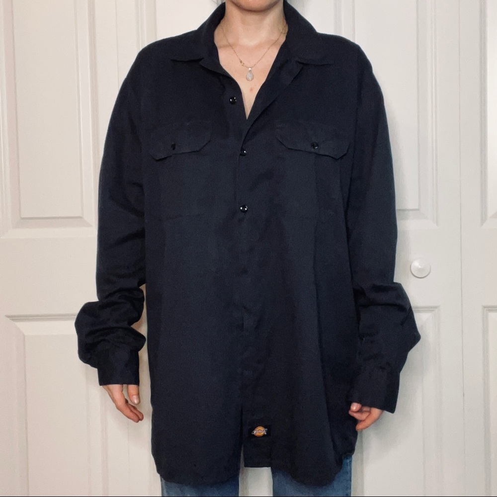 90s Grunge Dickies Button Down Utility Shirt Jacket Size XLT